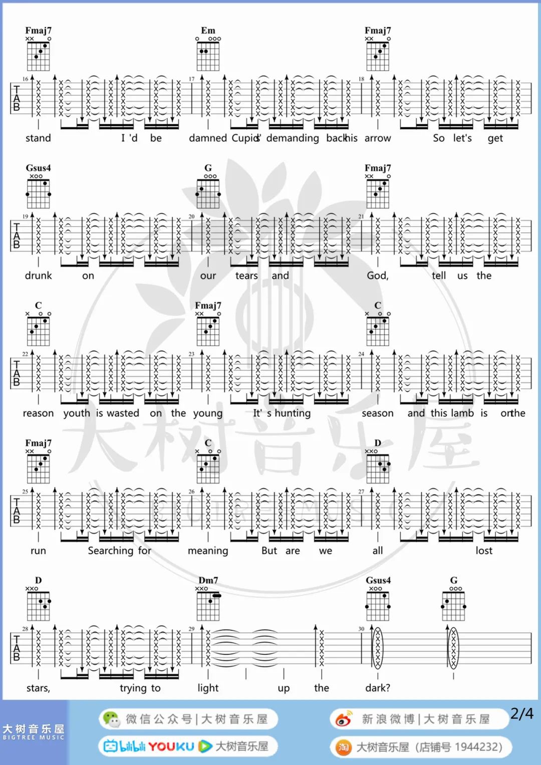 Keira Knightley《Lost Stars》吉他谱_C调吉他谱_吉他弹唱视频教学-图2