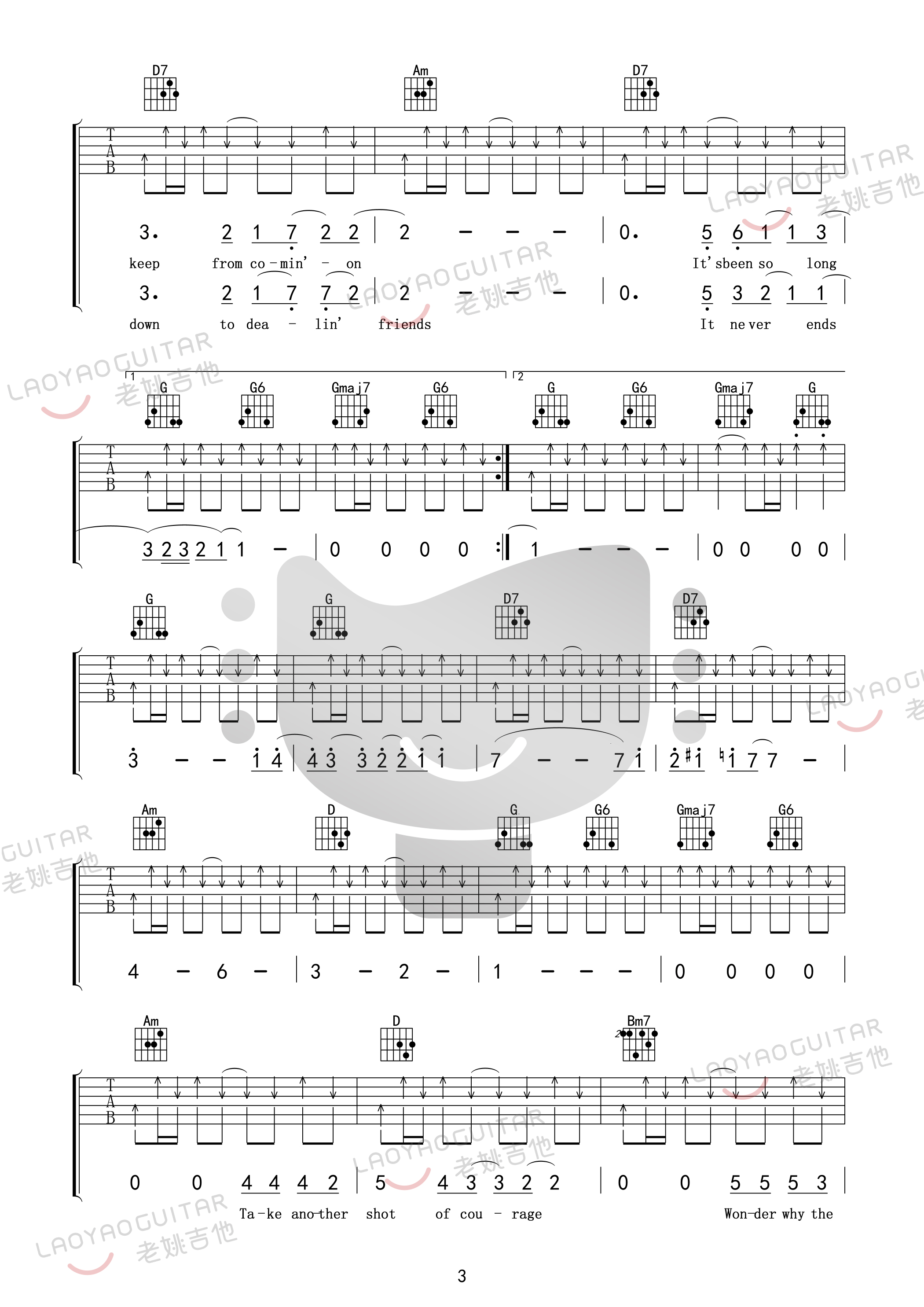 Eagles《Tequila Sunrise》吉他谱_G调吉他谱_吉他弹唱视频教学-图3
