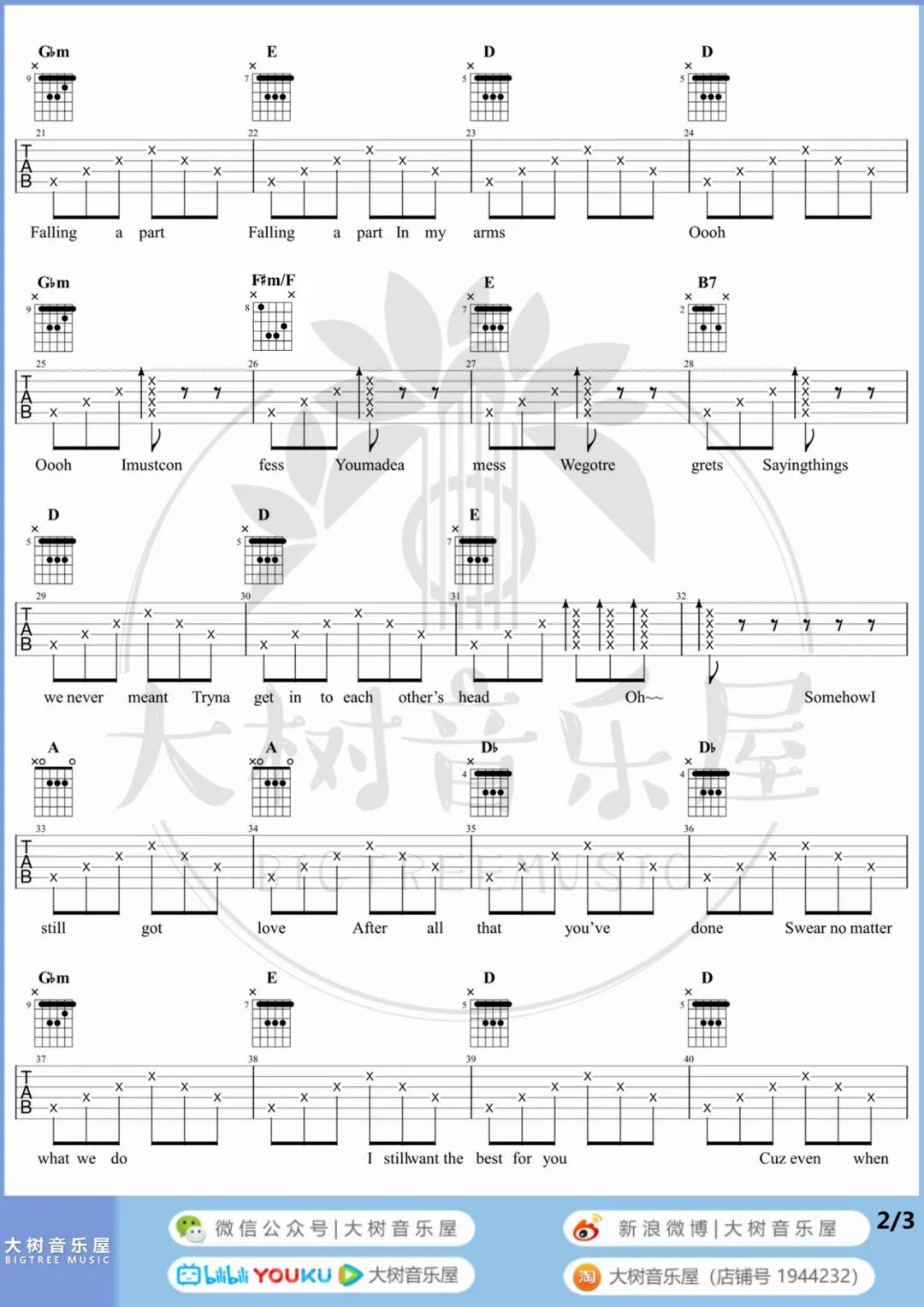 欧阳娜娜《The Best For You》吉他谱_A调吉他谱_吉他弹唱视频教学-图2