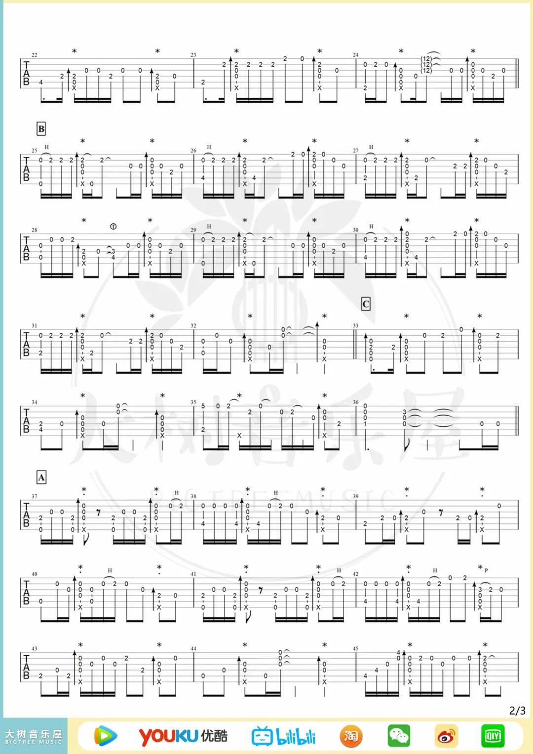 周杰伦《红颜如霜》指弹吉他谱_原版指弹谱_吉他指弹教学-图2