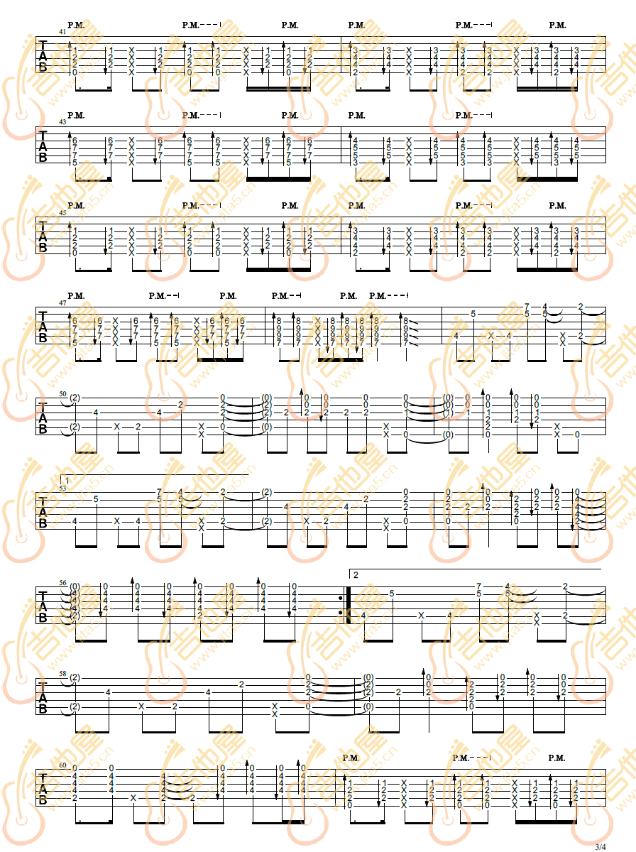 陈亮《晨曦》指弹吉他谱_原版指弹谱_吉他指弹教学-图3
