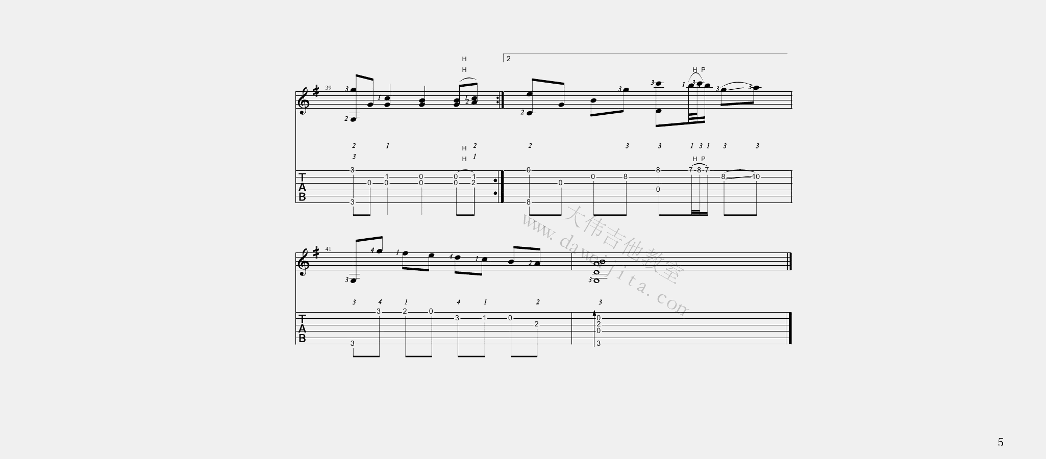 岸部真明《花》指弹吉他谱_原版指弹谱_吉他指弹教学-图5