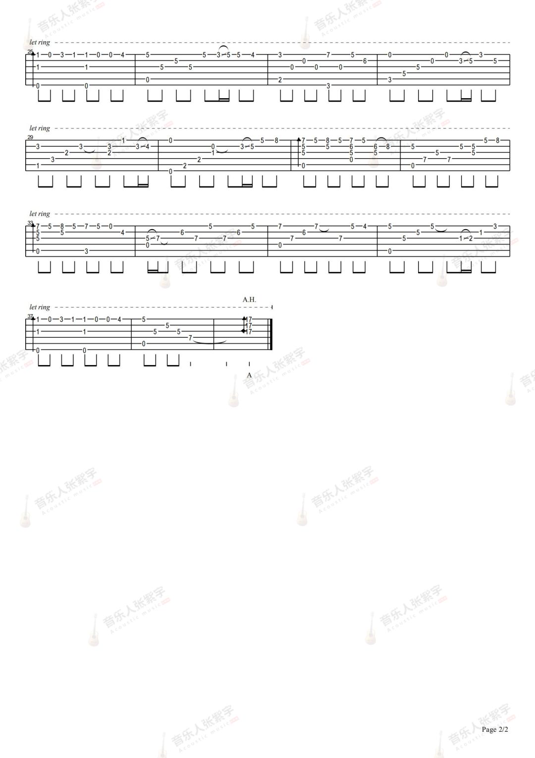 Speak Softly Love指弹谱_教父主题曲_原版指弹谱_吉他指弹教学-图2