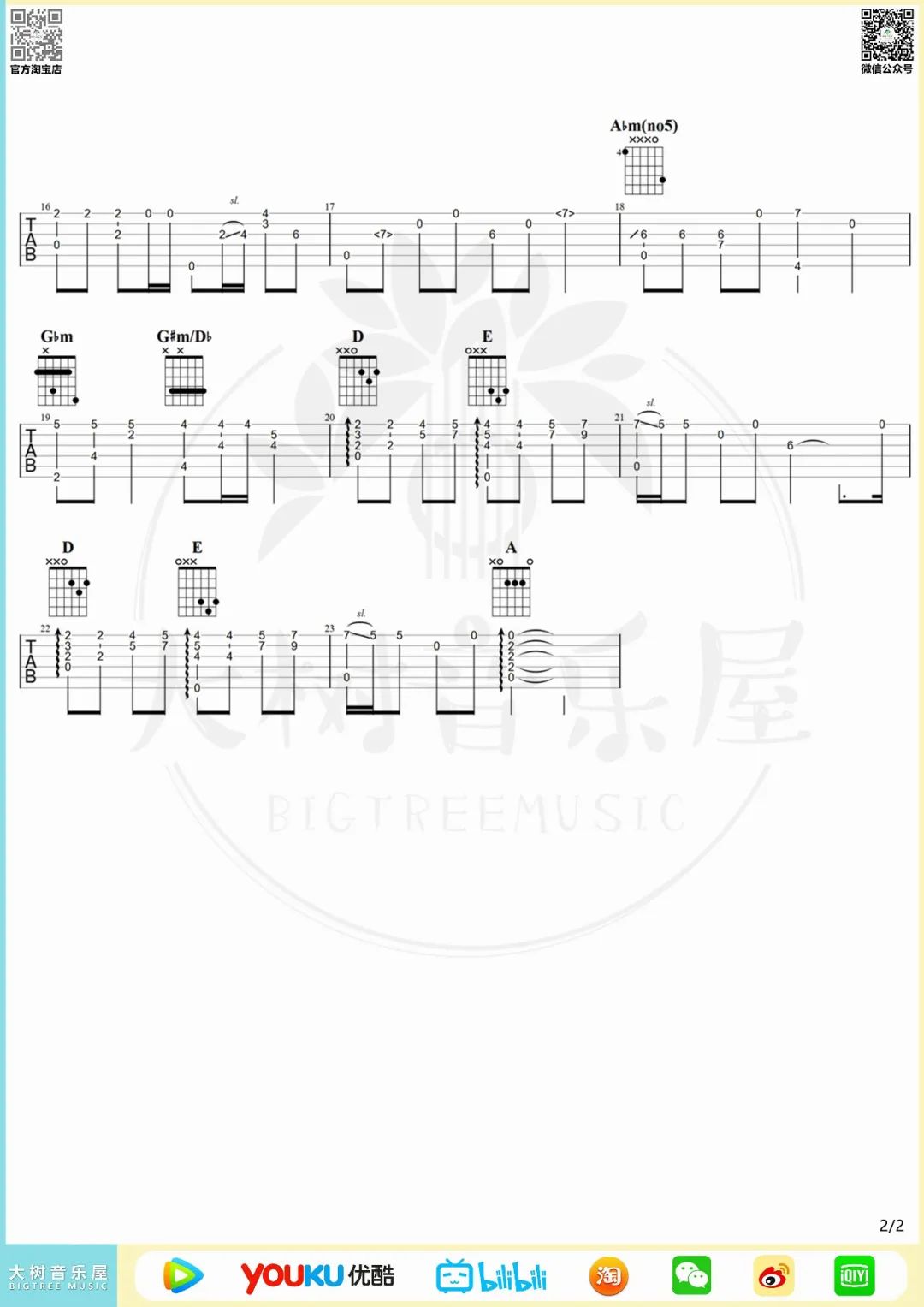 李迪《你不要担心》指弹吉他谱_原版指弹谱_吉他指弹教学-图2