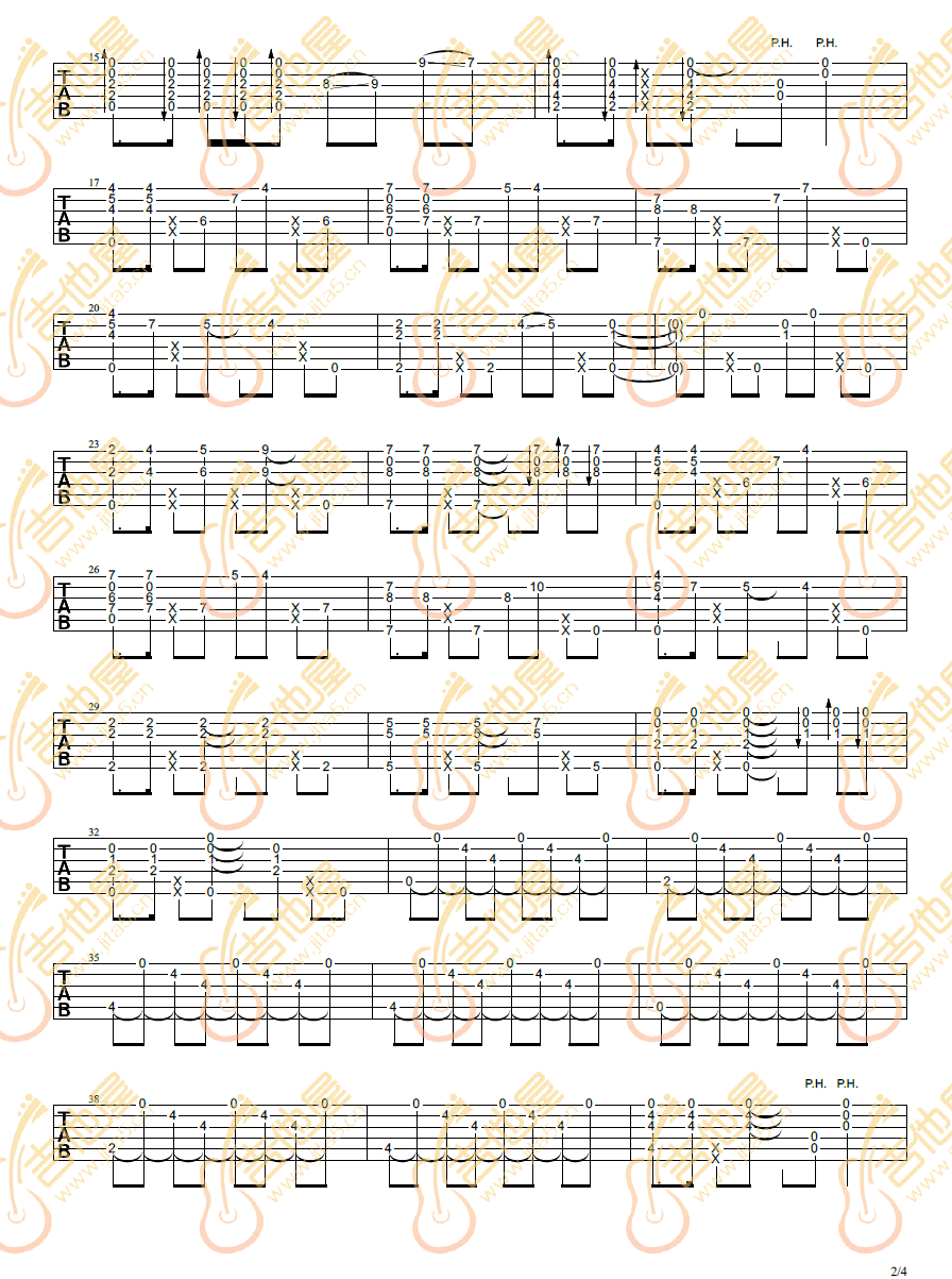 陈亮《晨曦》指弹吉他谱_原版指弹谱_吉他指弹教学-图2