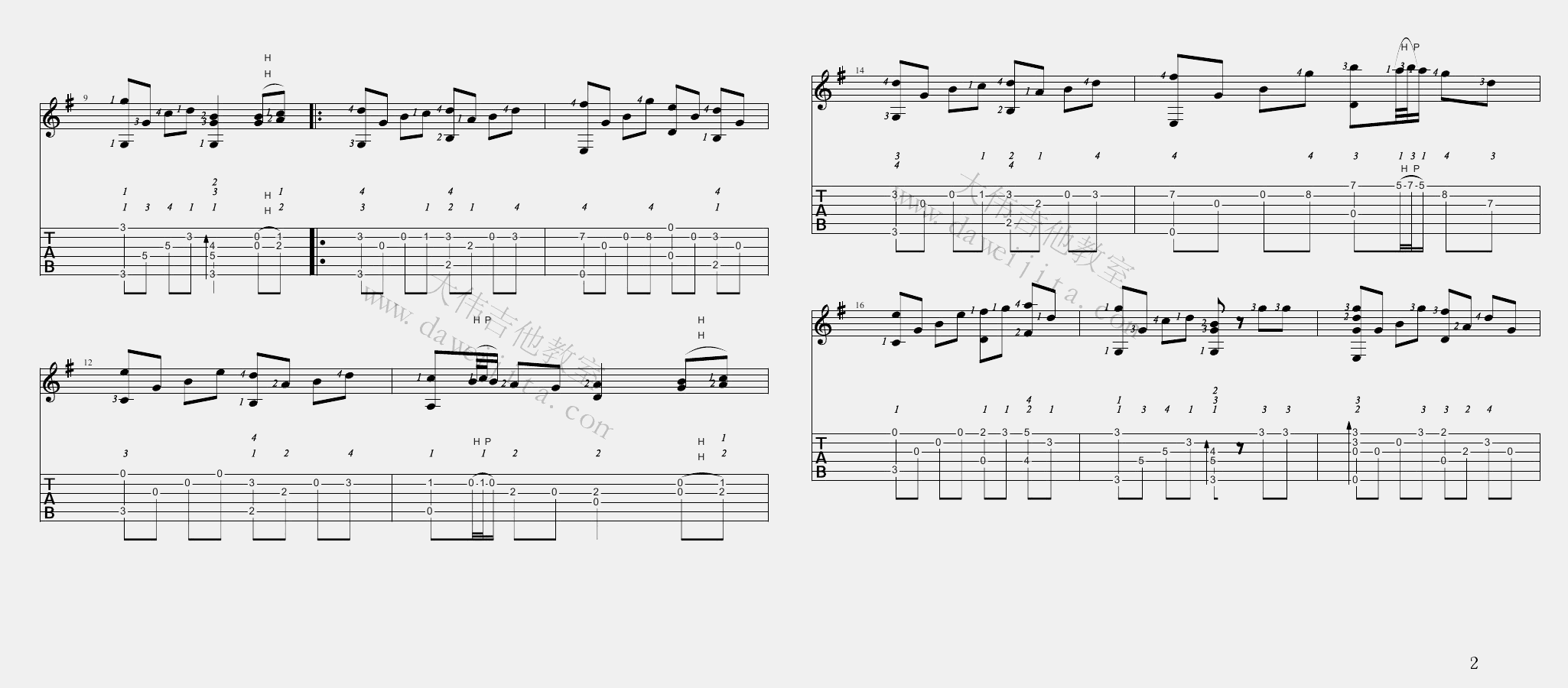 岸部真明《花》指弹吉他谱_原版指弹谱_吉他指弹教学-图2