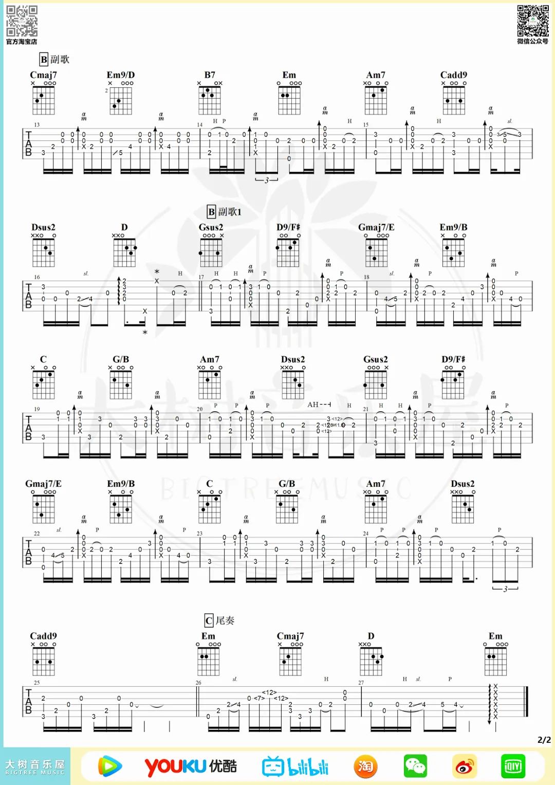林俊杰《江南》指弹吉他谱_原版指弹谱_吉他指弹教学-图2