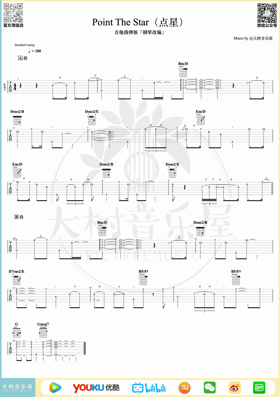 辛辛君《Point The Star》指弹吉他谱_原版指弹谱_吉他指弹教学-图1