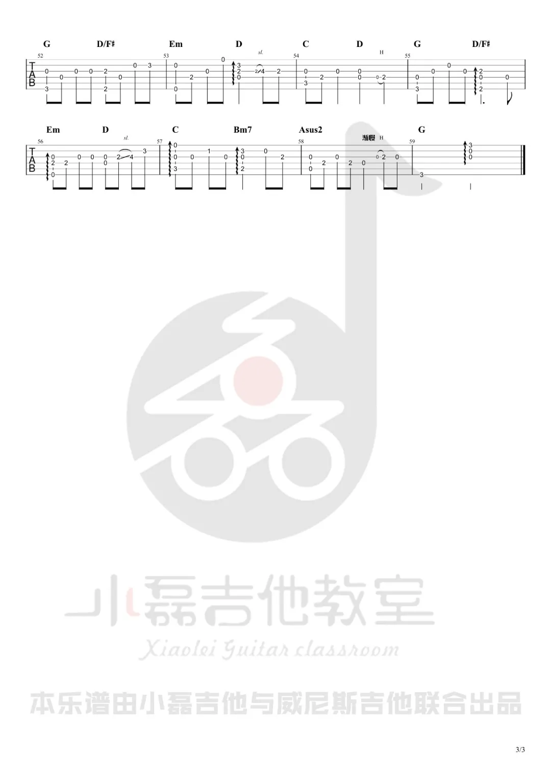 莫文蔚《这世界那么多人》指弹吉他谱_原版指弹谱_吉他指弹教学-图3