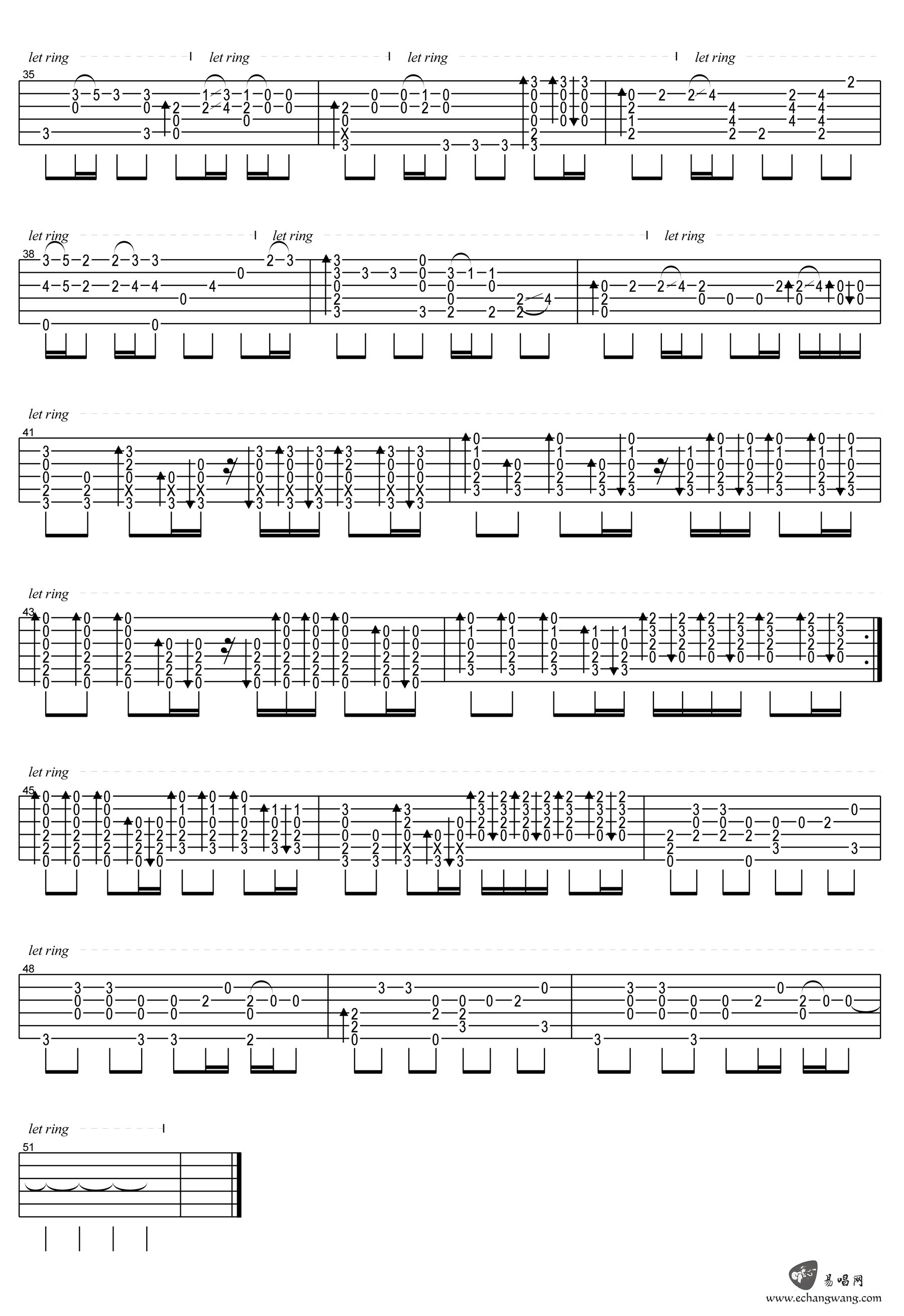 周杰伦《晴天》指弹吉他谱_卢家宏原版指弹谱_吉他指弹教学-图3