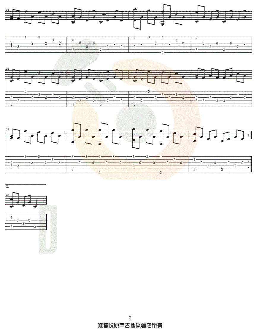 Jingle Bells《铃儿响叮当》指弹吉他谱_原版指弹谱_吉他指弹教学-图2