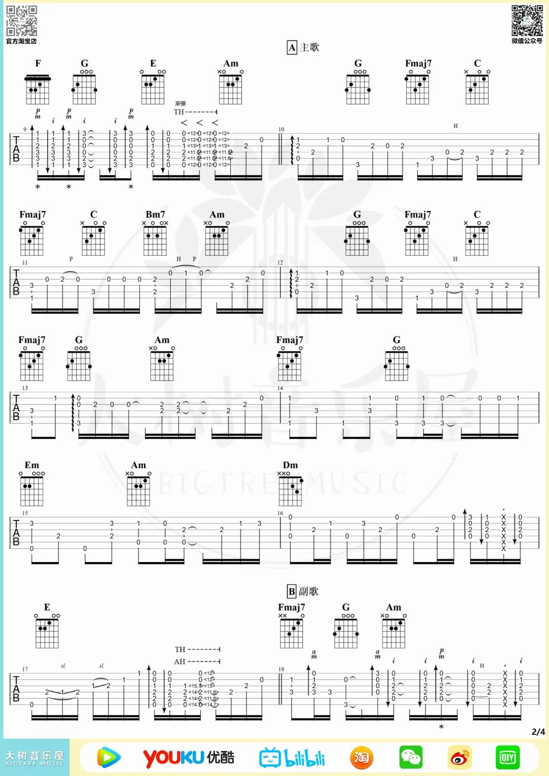 生物股长《青鸟》指弹吉他谱_原版指弹谱_吉他指弹教学-图2