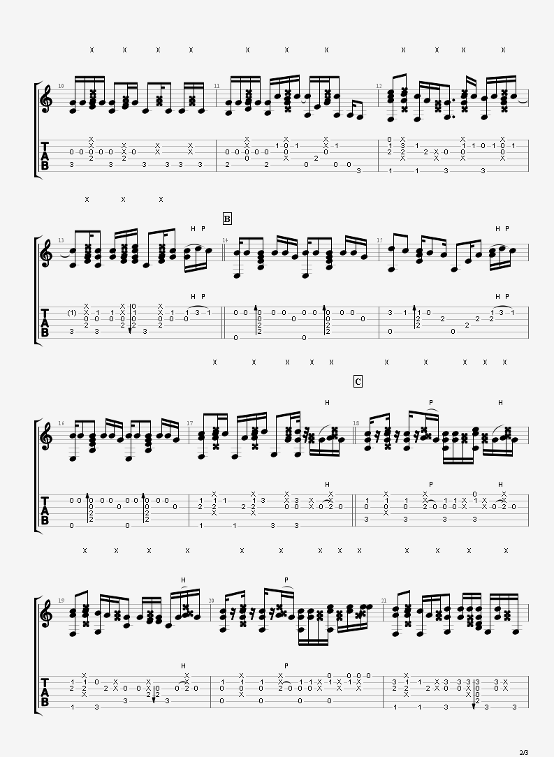 改编版独奏谱《巴啦啦小魔仙》指弹吉他谱_吉他指弹教学-图2