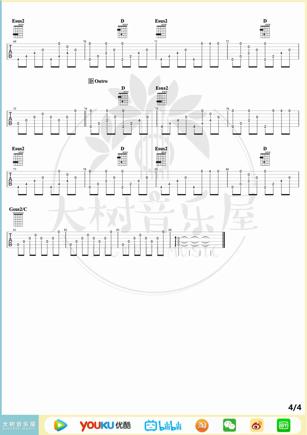 岸部真明《流行的云》指弹吉他谱_原版指弹谱_吉他指弹教学-图4