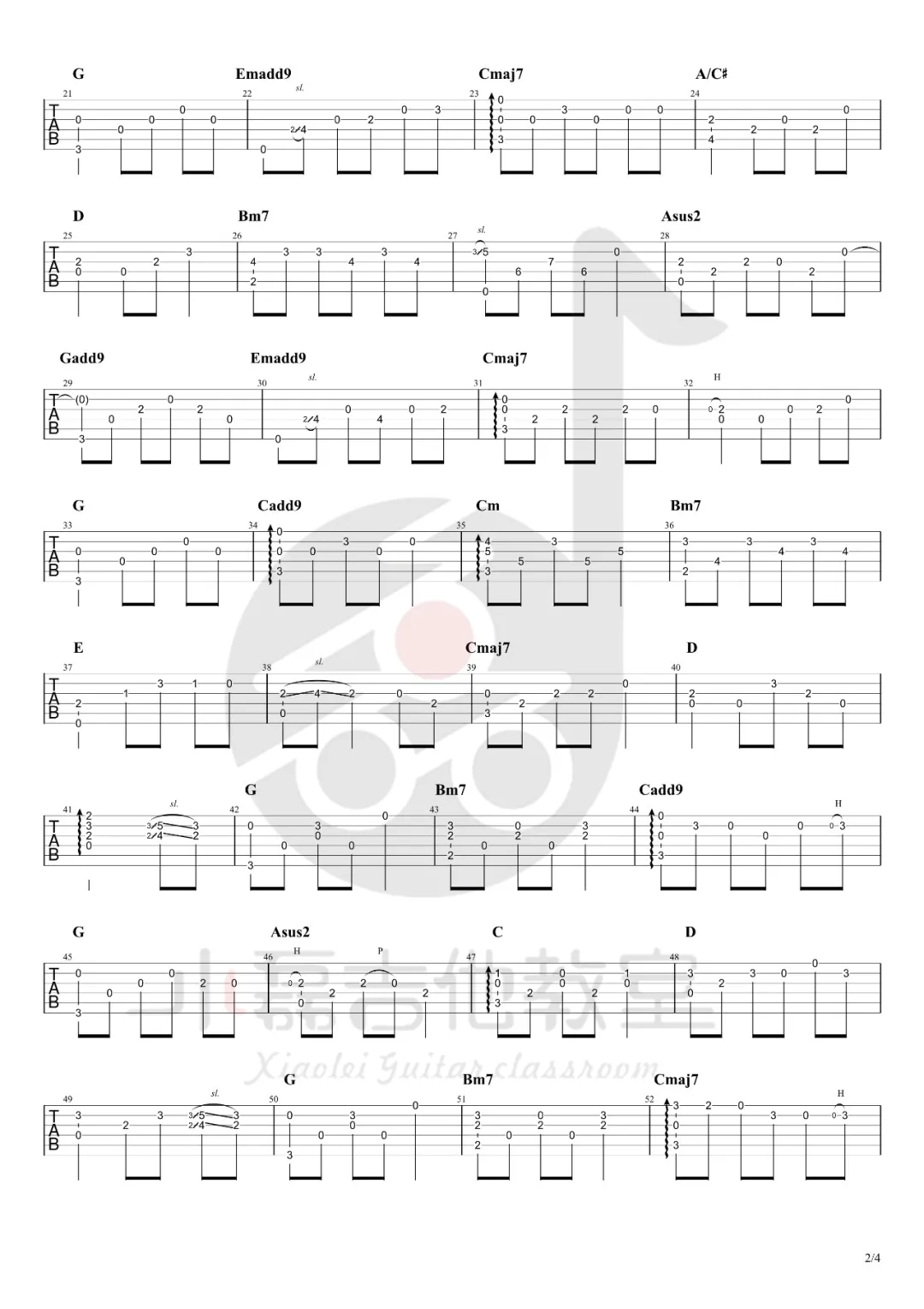 大乔小乔《农夫渔夫》指弹谱_原版指弹谱_吉他指弹教学-图2