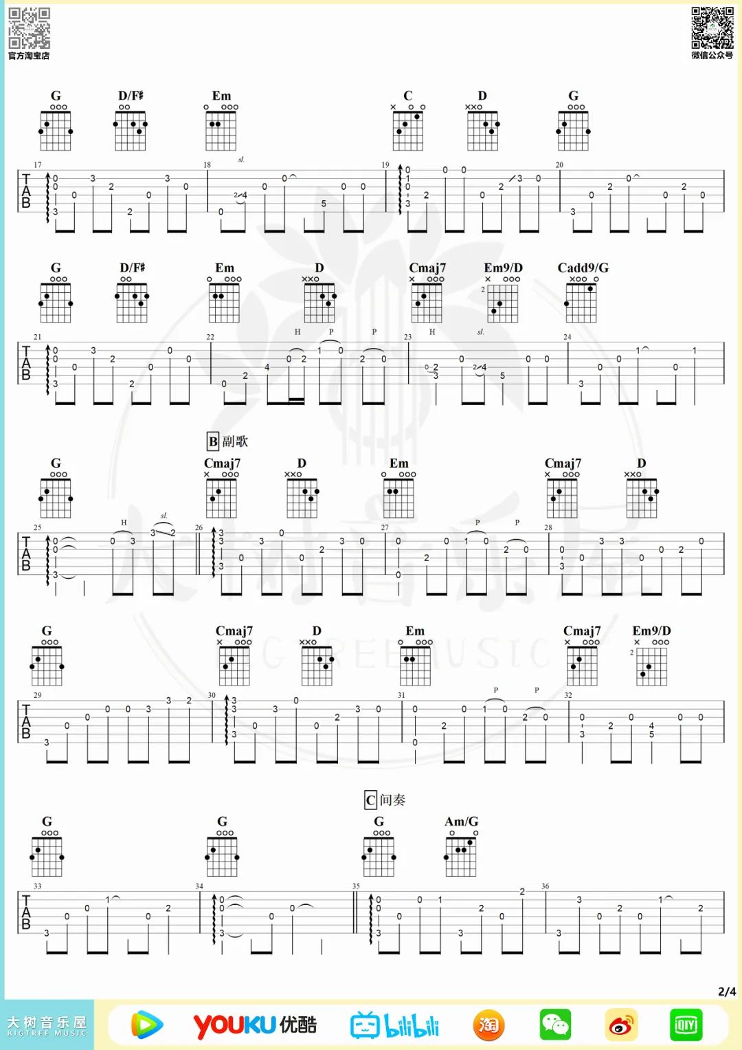 阿桑《一直很安静》指弹吉他谱_吉他独奏吉他谱_指弹吉他教学-图2