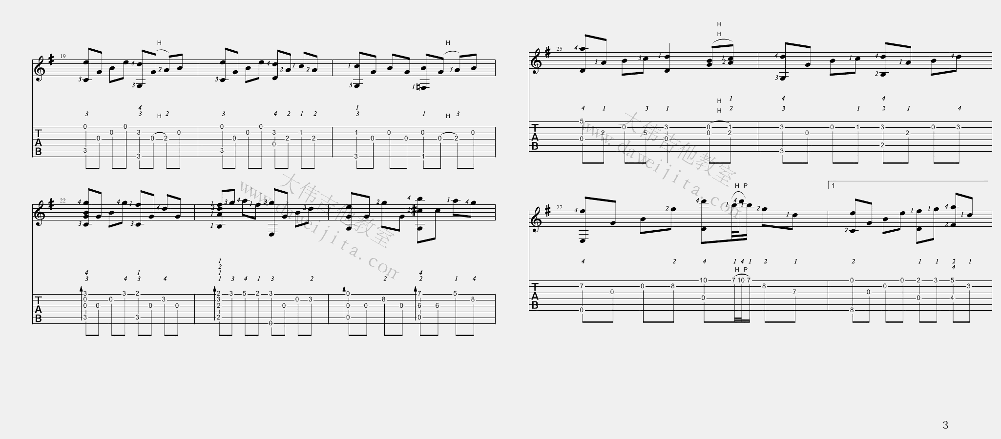 岸部真明《花》指弹吉他谱_原版指弹谱_吉他指弹教学-图3