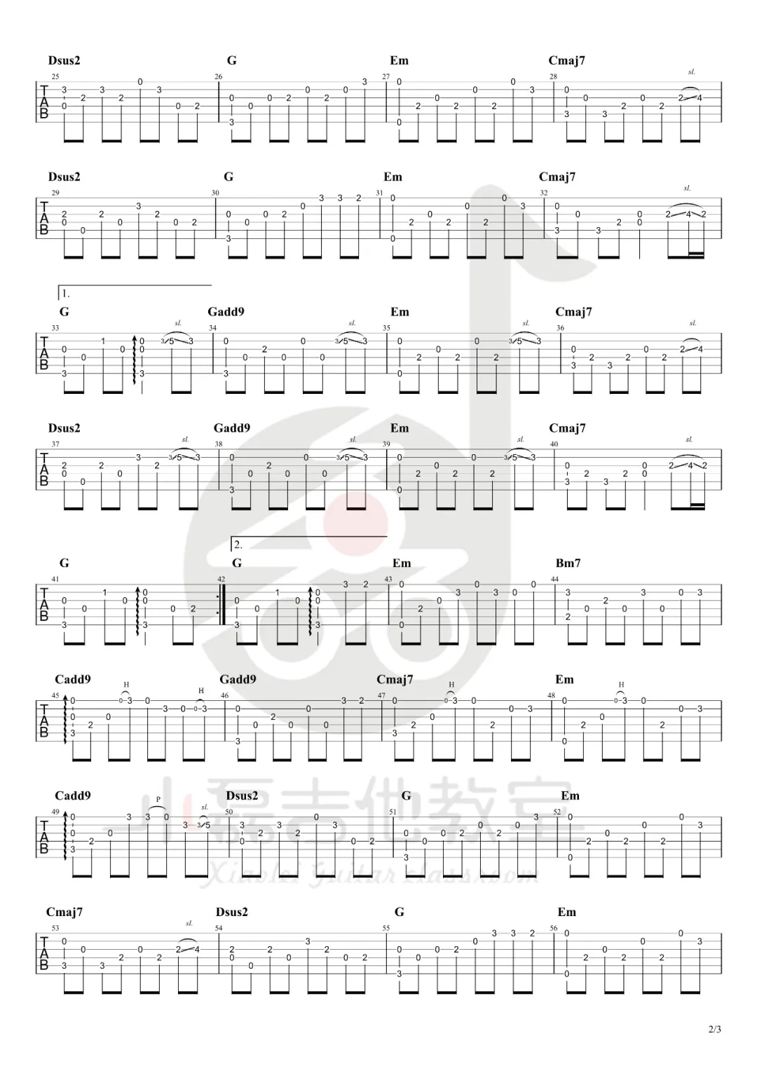 赵雷《八十年代的歌》指弹谱_原版指弹谱_吉他指弹教学-图2