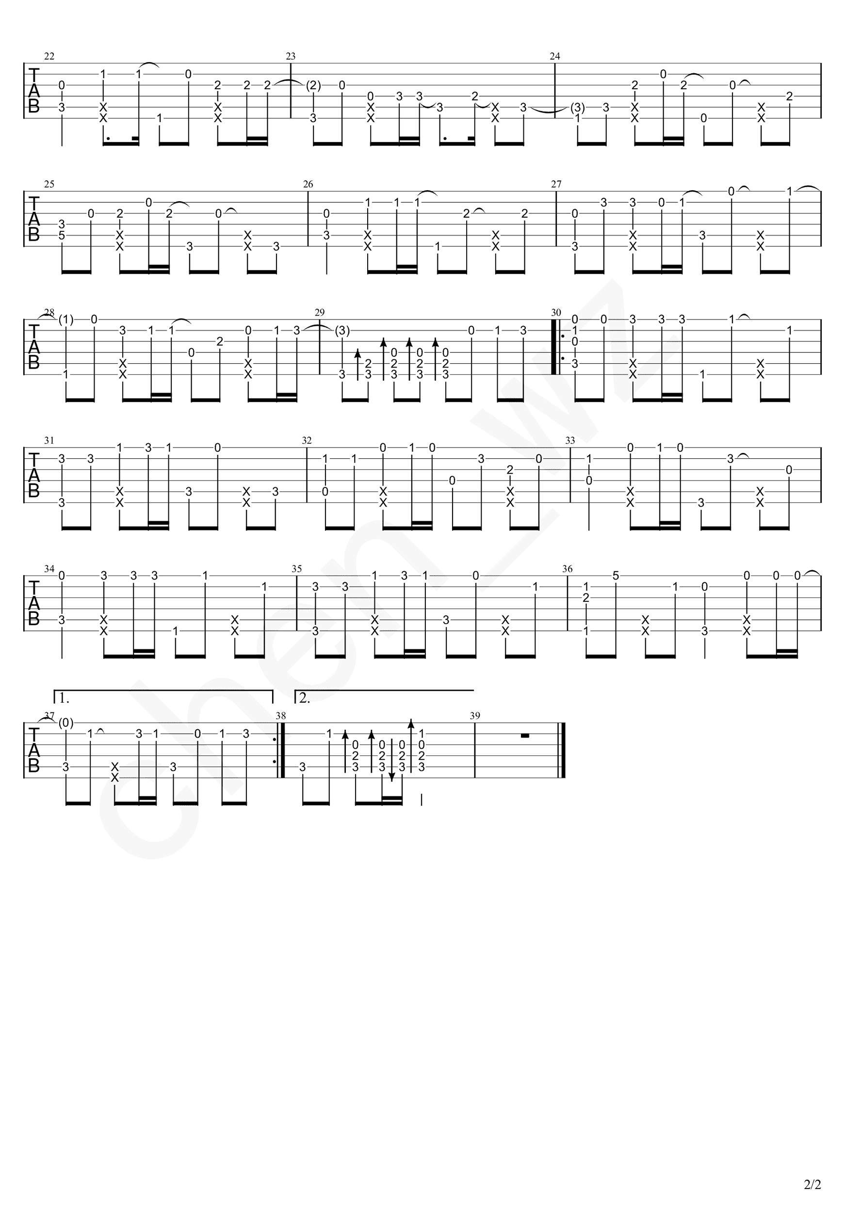 王心凌《爱你》指弹吉他谱_原版指弹谱_吉他指弹教学-图2