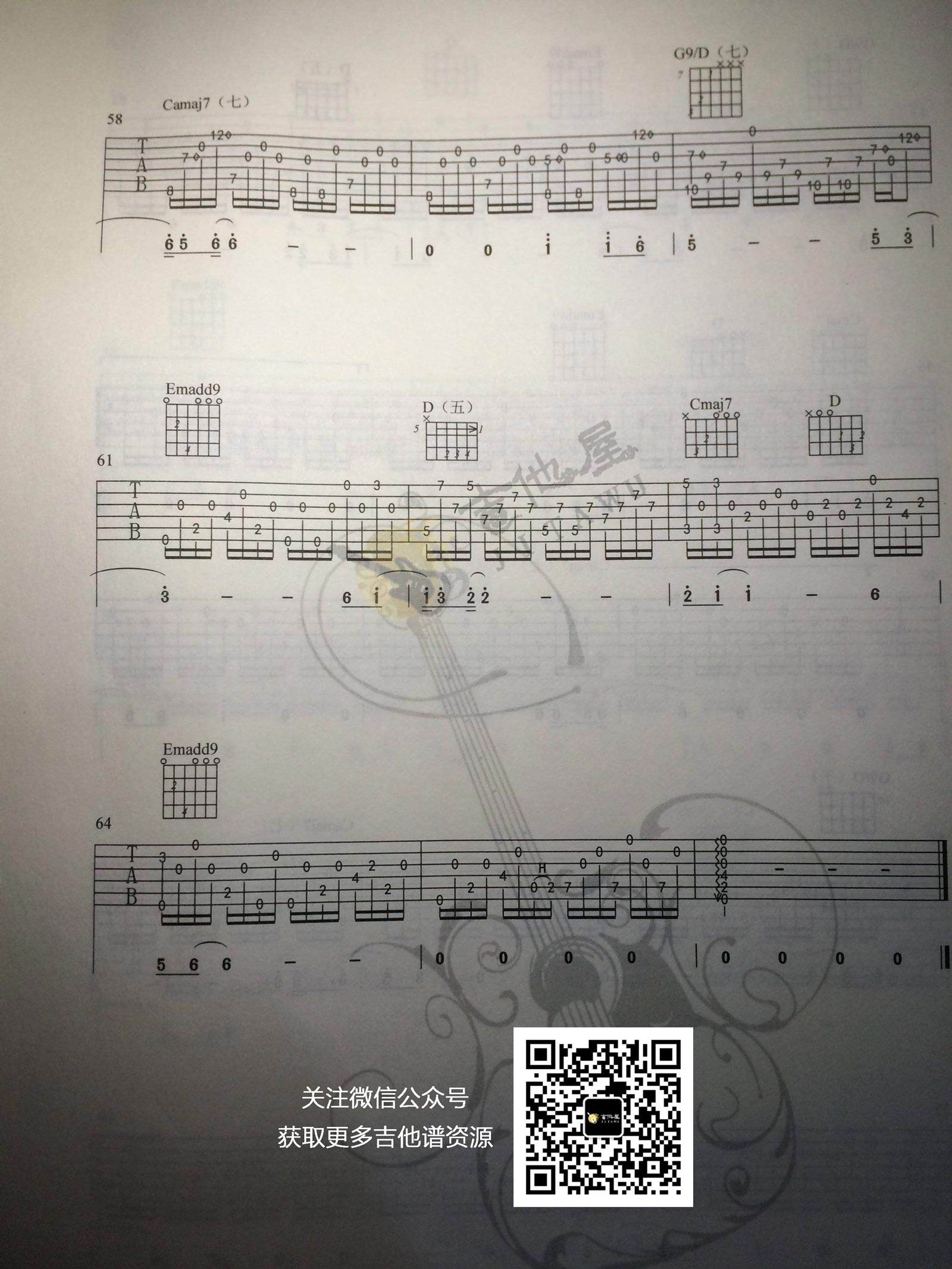 卢冠廷《一生所爱》指弹吉他谱_琴歌原版指弹谱_吉他指弹教学-图5