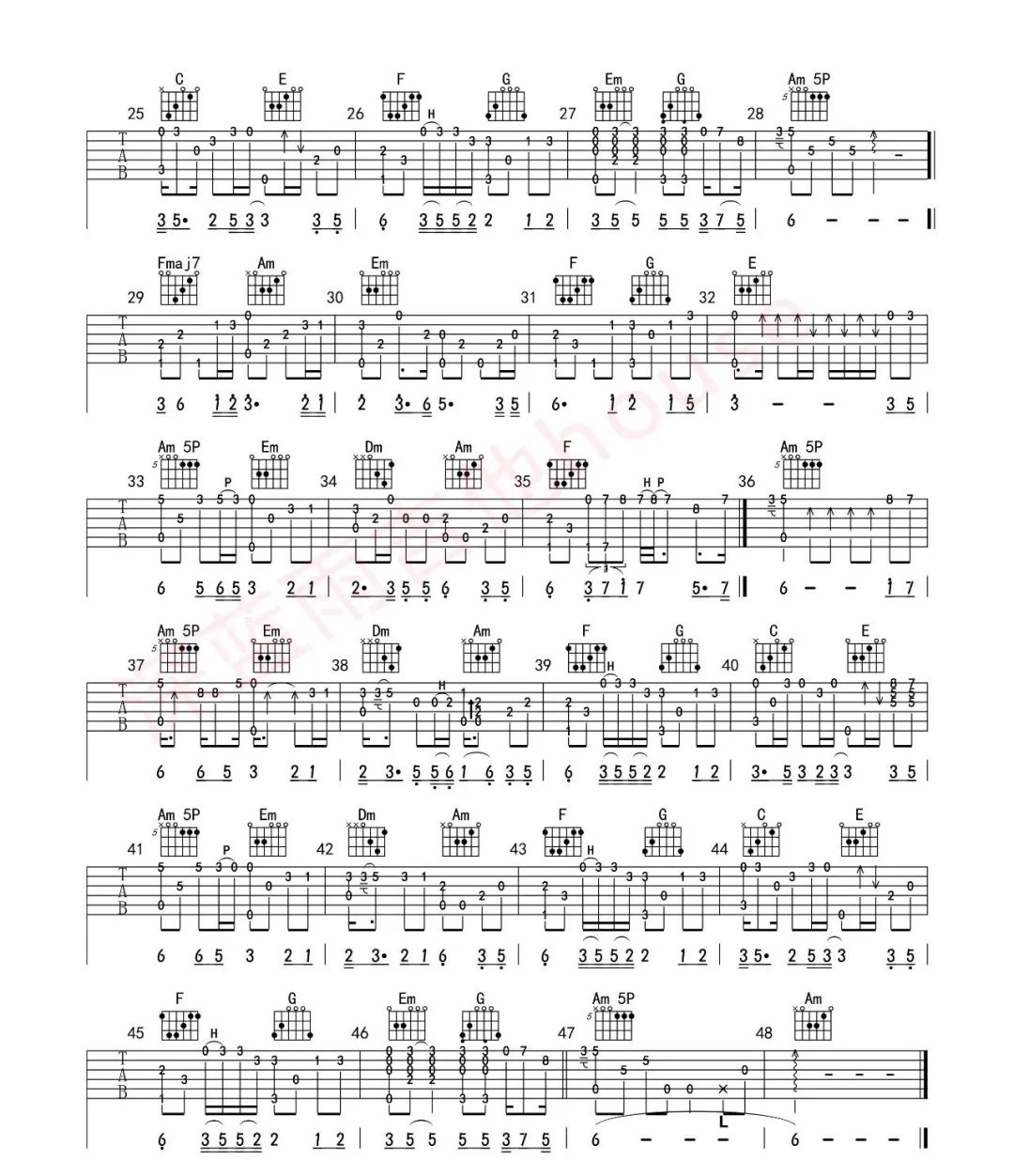 马句《一生啊》指弹吉他谱_吉他独奏谱_吉他指弹教学-图2