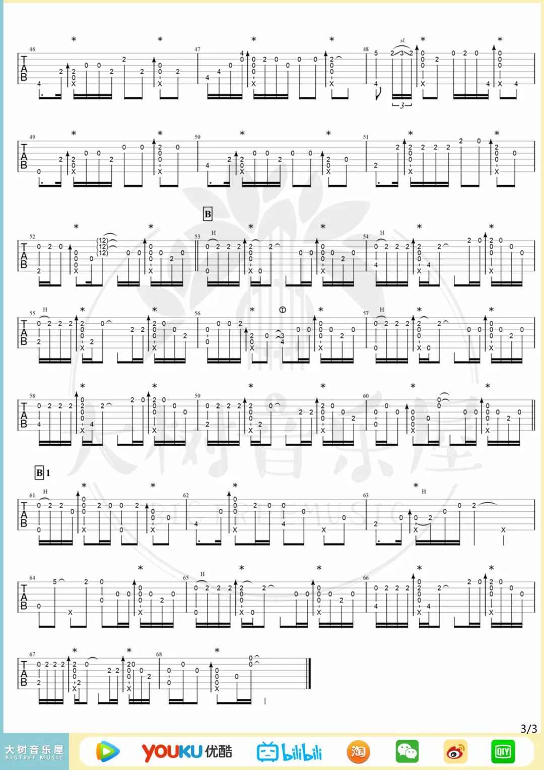 周杰伦《红颜如霜》指弹吉他谱_原版指弹谱_吉他指弹教学-图3