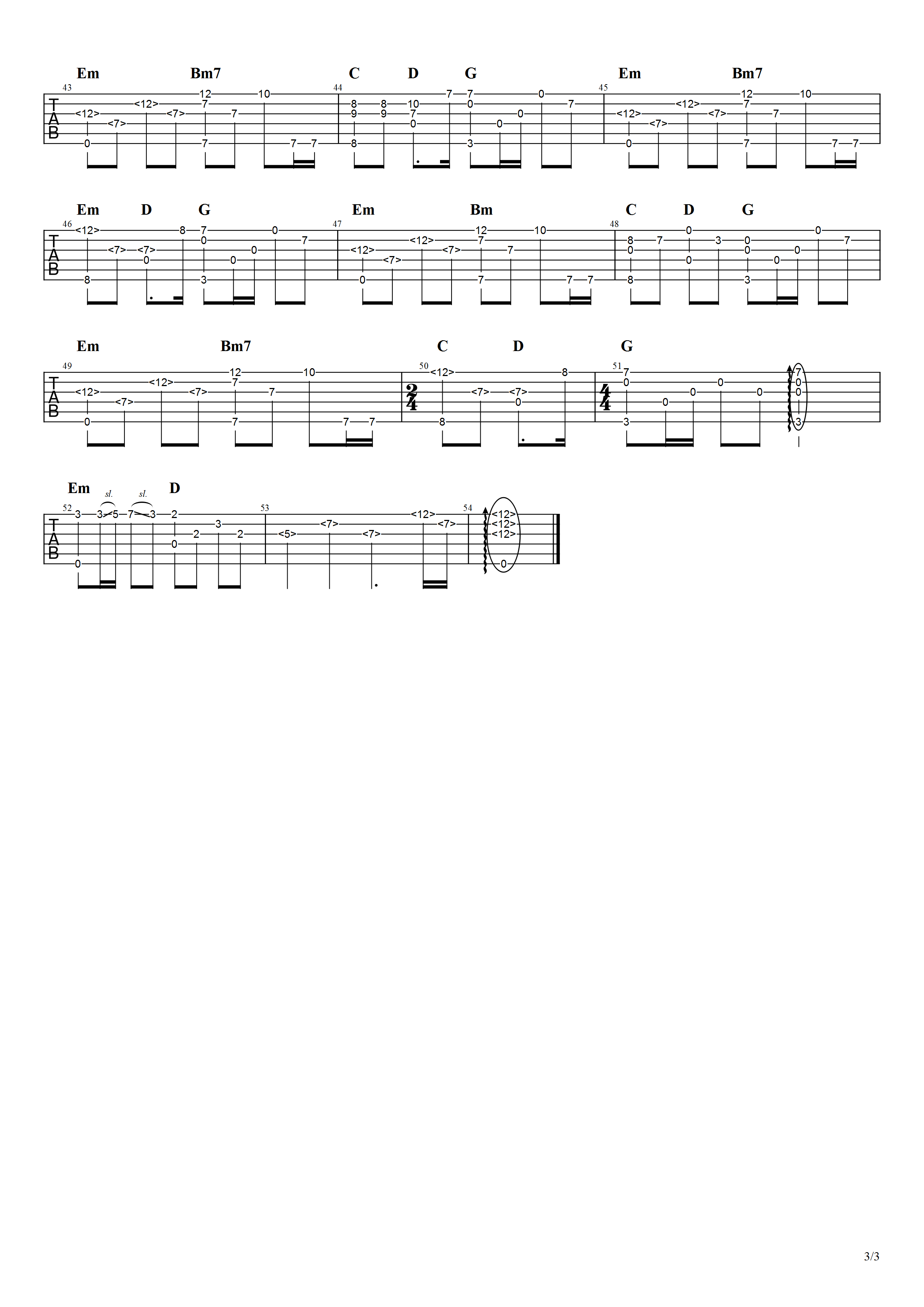 孙楠/韩红《美丽的神话》指弹吉他谱_原版指弹谱_吉他指弹教学-图3