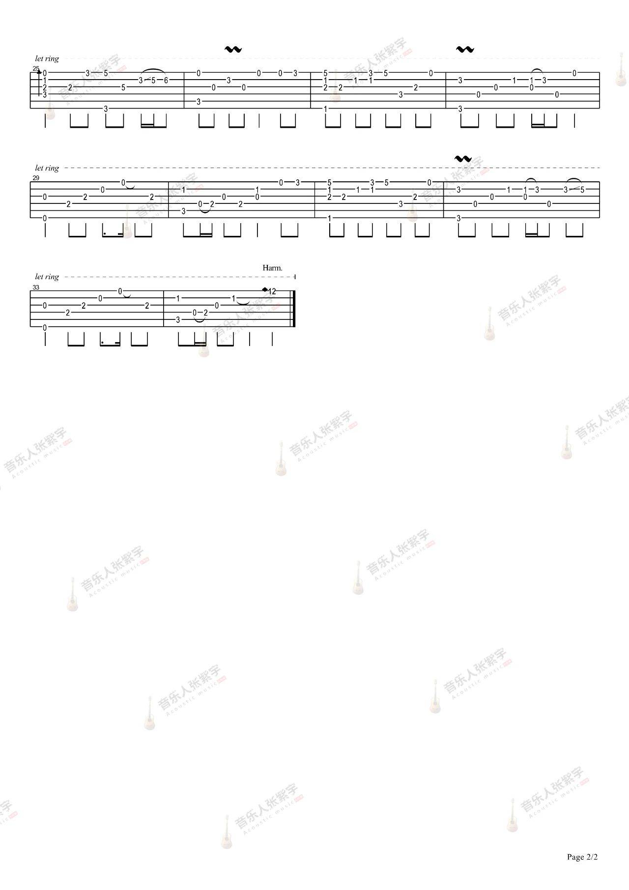 吴静《女儿情》指弹吉他谱_张紫宇版独奏谱_吉他指弹教学-图2