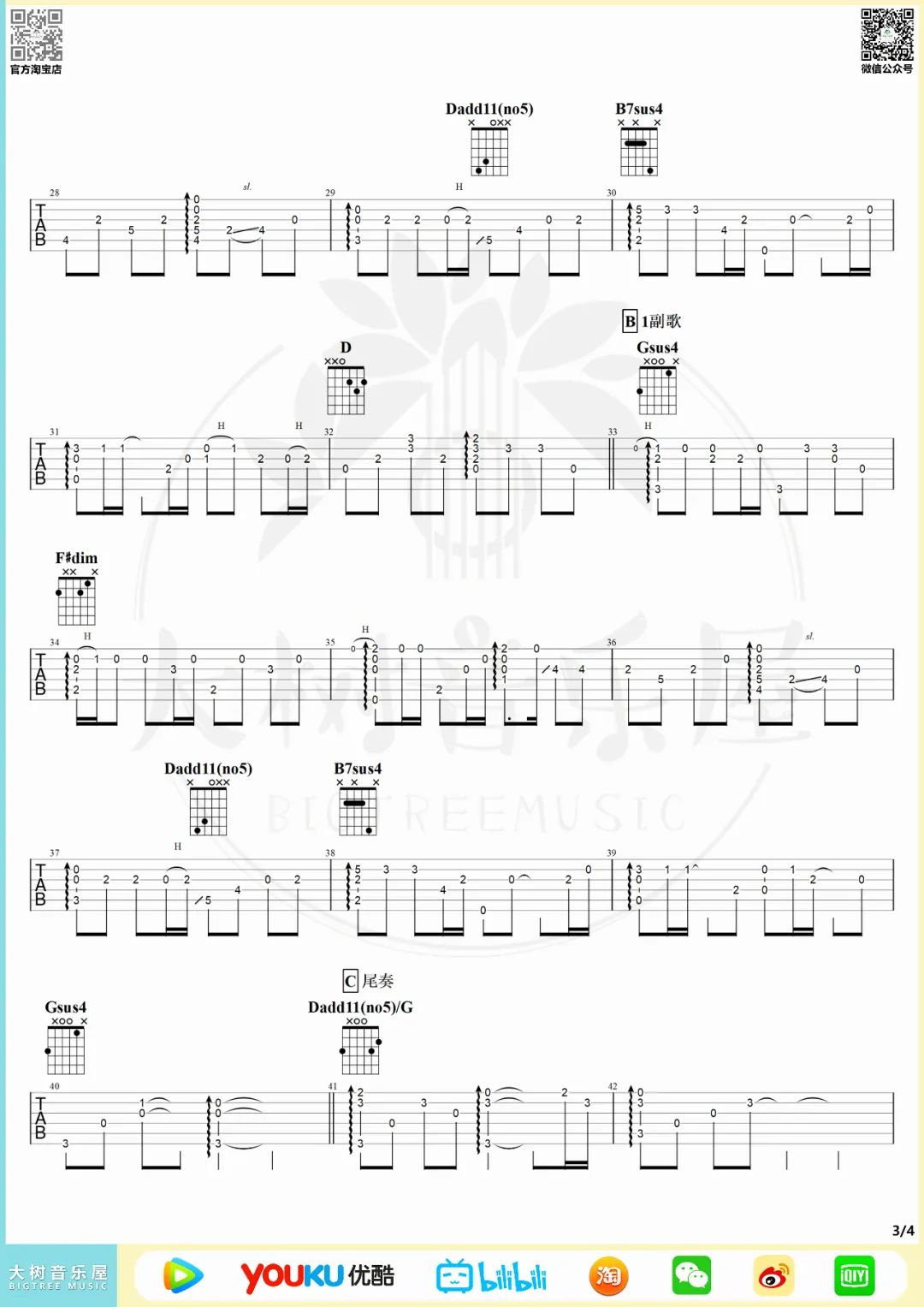 刻在我心底的名字指弹谱_卢广仲_原版指弹谱_吉他指弹教学-图3