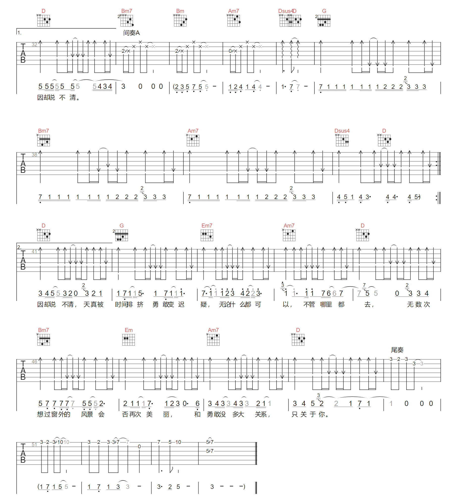 Fine乐团《胡言乱语》吉他谱_G调原版弹唱谱-图2