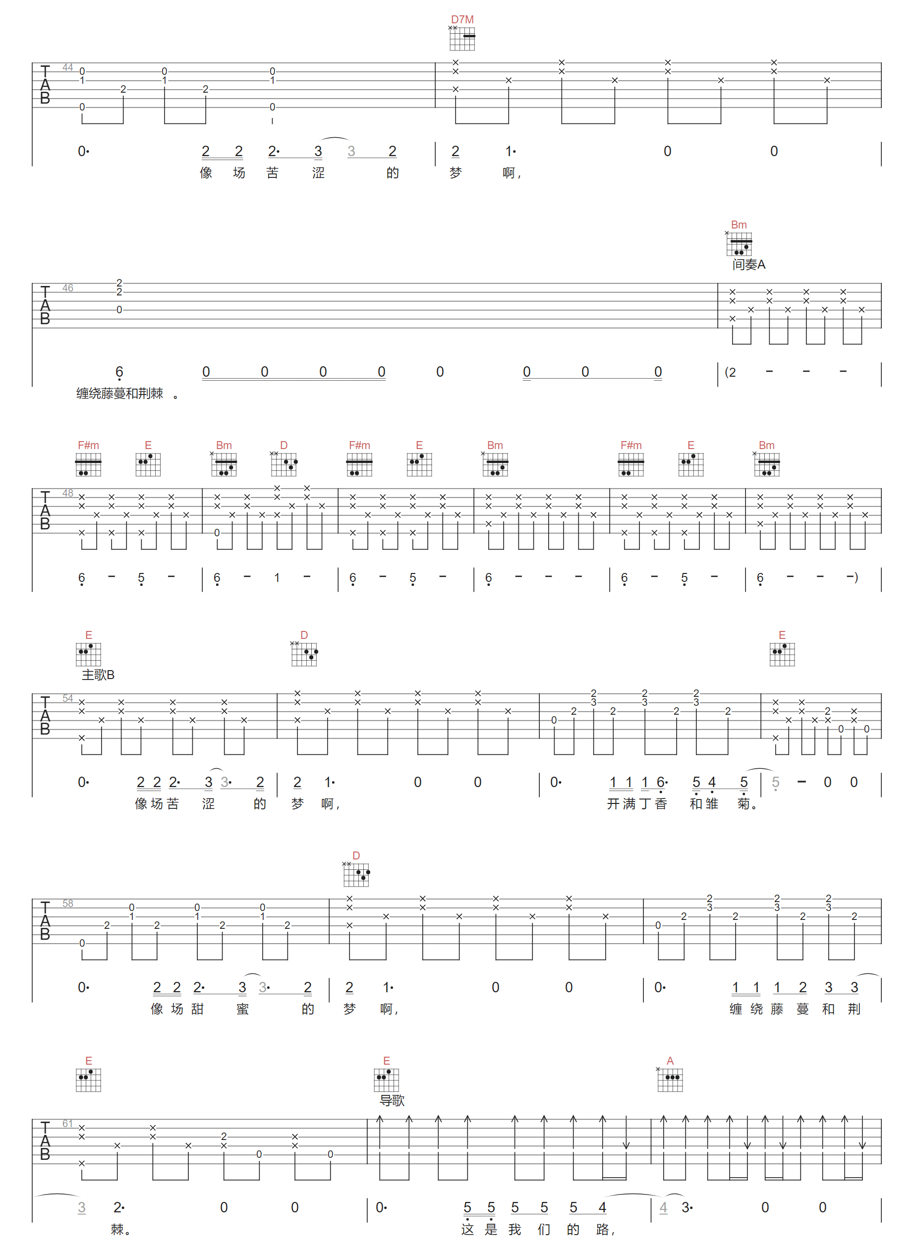 声音玩具《昨夜我飞向遥远的火星》吉他谱_E调原版弹唱吉他谱-图3