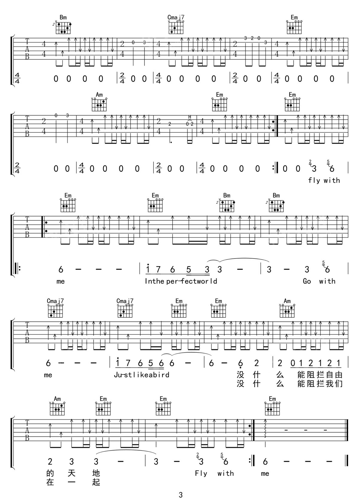 水木年华《完美世界》吉他谱_G调扫弦版弹唱谱-图3