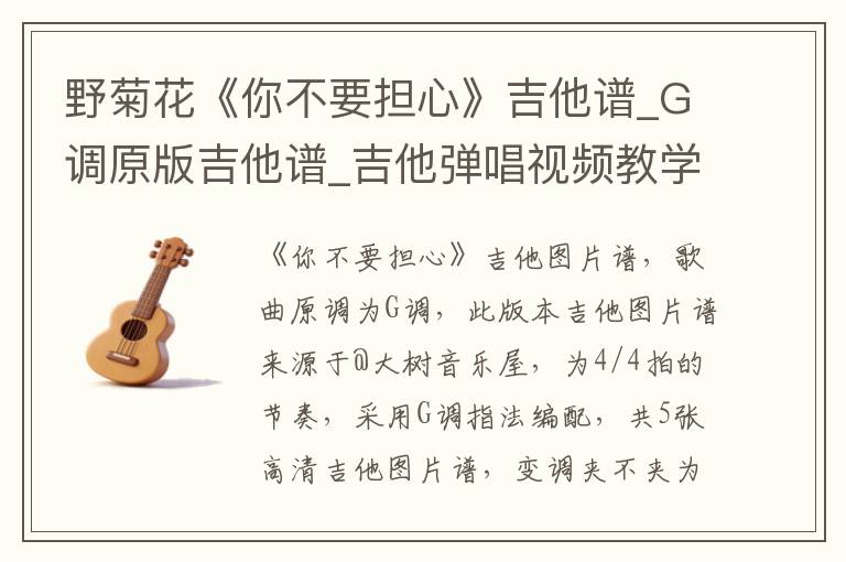 野菊花《你不要担心》吉他谱_G调原版吉他谱_吉他弹唱视频教学