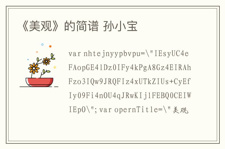 《美观》的简谱 孙小宝