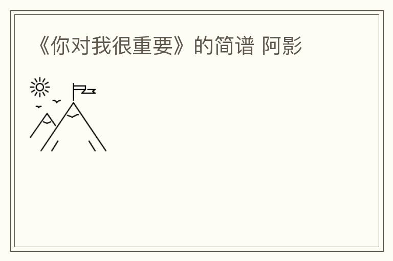 《你对我很重要》的简谱 阿影