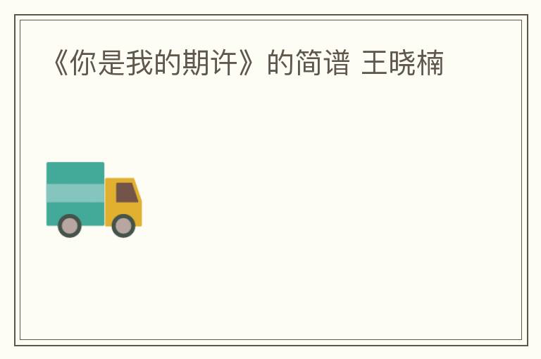 《你是我的期许》的简谱 王晓楠