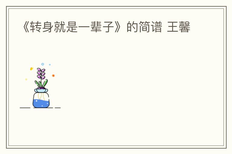 《转身就是一辈子》的简谱 王馨