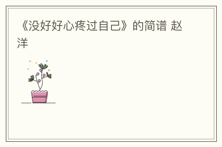 《没好好心疼过自己》的简谱 赵洋