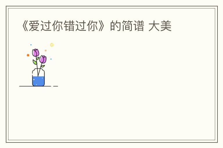 《爱过你错过你》的简谱 大美