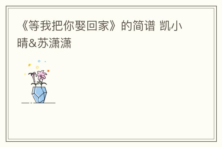 《等我把你娶回家》的简谱 凯小晴&苏潇潇