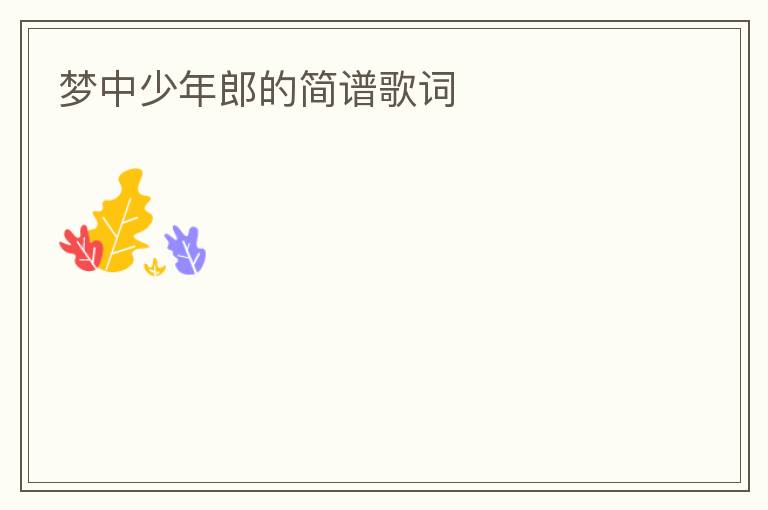 梦中少年郎的简谱歌词