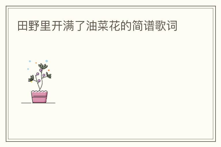 田野里开满了油菜花的简谱歌词