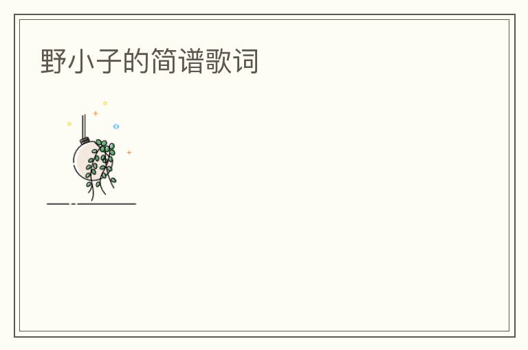 野小子的简谱歌词