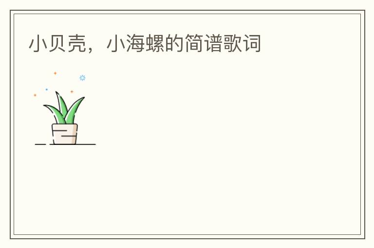 小贝壳，小海螺的简谱歌词