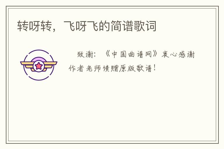 转呀转，飞呀飞的简谱歌词