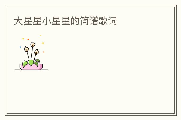 大星星小星星的简谱歌词
