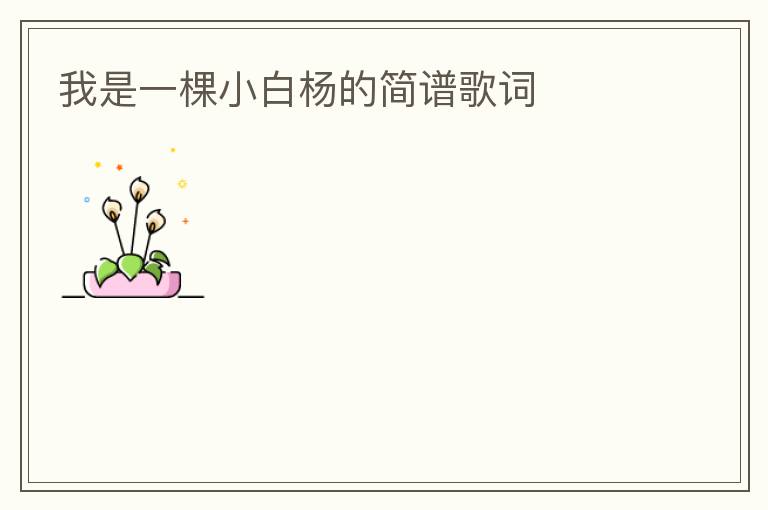 我是一棵小白杨的简谱歌词