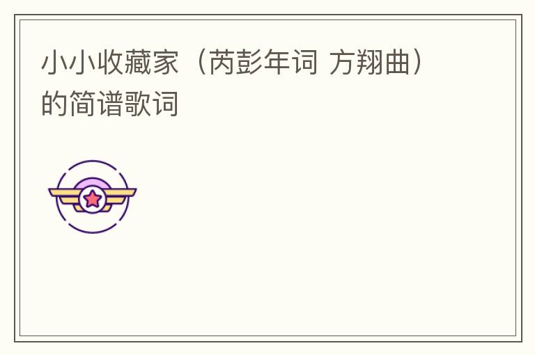 小小收藏家（芮彭年词 方翔曲）的简谱歌词