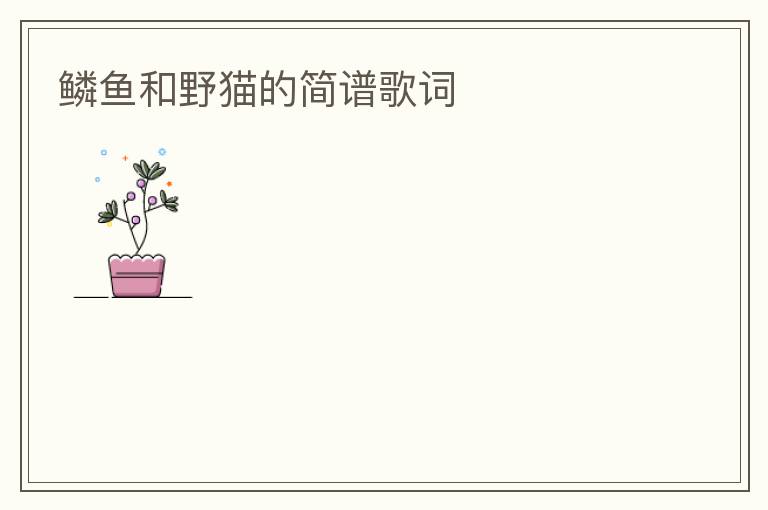 鳞鱼和野猫的简谱歌词