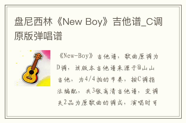 盘尼西林《New Boy》吉他谱_C调原版弹唱谱